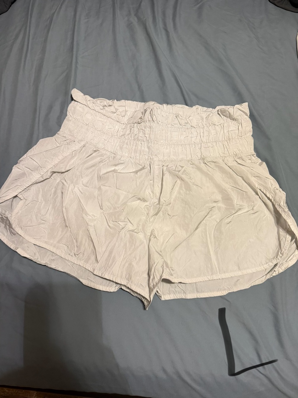 High-Waist White Smocked Summer Shorts